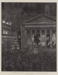 The Coronation Illuminations på Royal Exchange, med Bank of England till vänster av Joseph Holland Tringham