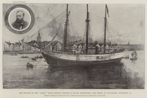 Frams återkomst med kapten Sverdrups arktiska expedition, fartyget i Stavanger, 19 september av Joseph Holland Tringham