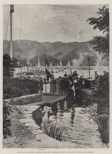 Den tyske kejsarens besök i sjöarna, på väg ombord på Old England Landing-Stage, Bowness