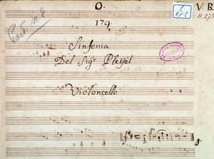 Första sidan av partitur av en symfoni i D-dur av Pleyel av Joseph Ignace Pleyel