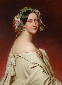 Porträtt av skådespelerskan Charlotte von Hagn 1809-1891, 1850. av Joseph Carl Stieler