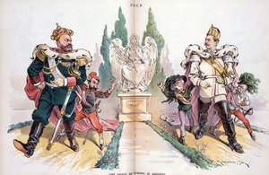 Alexander III, märkt "Ryssland", tittar på Wilhelm II, märkt "Tyskland" av Joseph Keppler