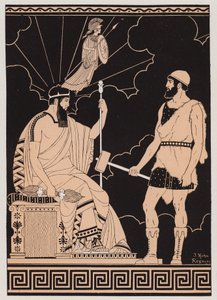 Athenas födelse (färglitografi)