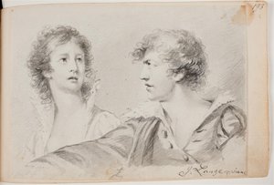 Porträtt av en kvinna och en man (Ophelia och självporträtt som Hamlet?) av Joseph Lange