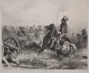 Kavalleri scen av Joseph Louis Hippolyte Bellange