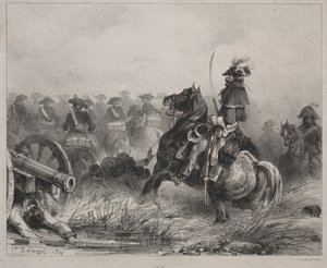 Kavalleriscenen, 1836. av Joseph Louis Hippolyte Bellange
