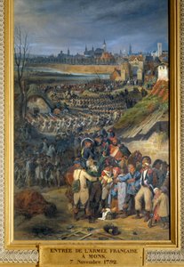 Revolutionära krig: "" Inresa för den franska armén under befäl av general Dumouriez till Mons, dagen efter slaget vid Jemmapes, 7 november av Joseph Louis Hippolyte Bellange