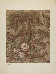 Tryckt Cotton Chintz, ca. 1940.