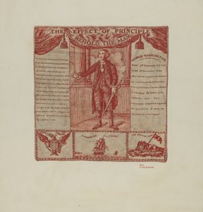 Tryckt textil av George Washington, ca. 1939.