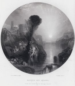 Bacchus och Ariadne (gravyr) av Joseph Mallord William (after) Turner