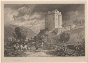 Borthwick Castle (Provincial Antiquities and Picturesque Scenery of Scotland), graverad av Henry Le Keux (1775-1851)