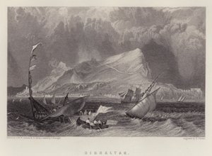 Gibraltar (färg litho) av Joseph Mallord William (after) Turner