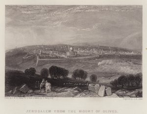 Jerusalem från Oljeberget (färg litho) av Joseph Mallord William (after) Turner