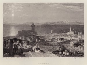 Rhodos (färg litho) av Joseph Mallord William (after) Turner