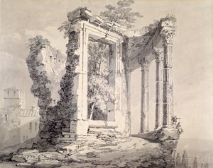 Sibylltemplet, Tivoli (penna och akvarell på papper) av Joseph Mallord William (attr.to) Turner