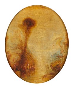 Klassiskt landskap med viadukt (olja på duk) av Joseph Mallord William (follower of) Turner