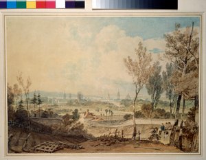 A View of Oxford from the South Side of Headington Hill, 1803-04 (wc över grafit, med viss utradering)