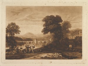 Apuleia in Search of Apuleius opublicerad plåt, Liber Studiorum, 1813-23. av Joseph Mallord William Turner