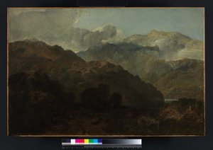 Ben Lomond Mountains, Skottland: The Traveler - Vide Ossians War of Caros, ca. 1799-1800 (olja på duk) av Joseph Mallord William Turner