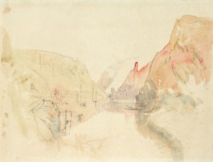 Slottet Traben-Trarbach vid Mosel, ca 1844 (penna och akvarell på papper) av Joseph Mallord William Turner