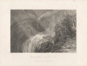 Kedjebron över floden Tees, 1838 (etsning och gravyr) av Joseph Mallord William Turner