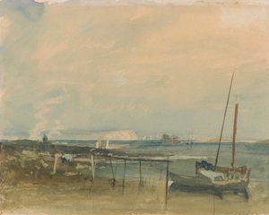Kustscen med vita klippor och båtar på stranden av Joseph Mallord William Turner
