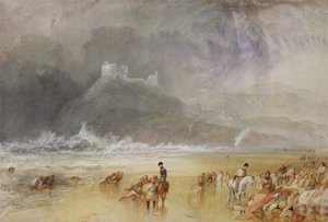 Criccieth Castle, norra Wales, ca 1835
