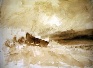 Figurer av en båt som släpas upp på stranden i Brighton av Joseph Mallord William Turner