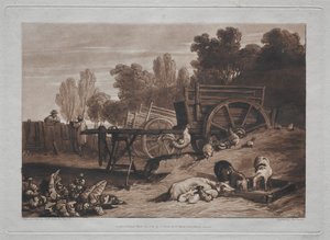 Liber Studiorum: Gårdsgården med hanen. av Joseph Mallord William Turner