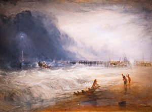 Livbåt och manby-apparat på väg till ett strandat fartyg av Joseph Mallord William Turner