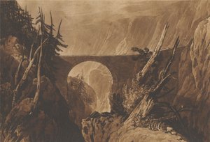 Lilla Djävulsbron över Reuss ovanför Altdorf, Schweiz av Joseph Mallord William Turner