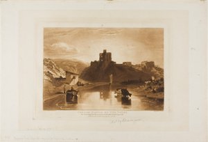 Norham Castle, skylt 57 från Studieboken av Joseph Mallord William Turner
