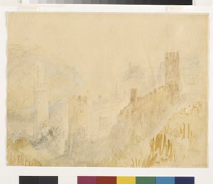Oberwesel On The Rhen (akvarell över penna på vitt papper) av Joseph Mallord William Turner