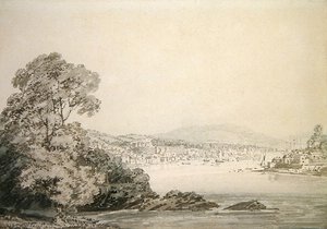 River Scene (penna, bläck och tvätt på papper) av Joseph Mallord William Turner