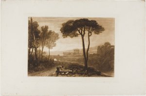 Scen i Campagna, skylt 38 från Studieboken av Joseph Mallord William Turner