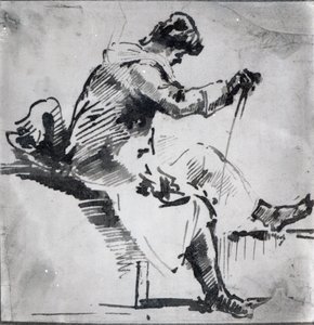 Sittande man (wc på papper) av Joseph Mallord William Turner
