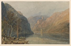 St Goarshausen och Katz slott, 1817 av Joseph Mallord William Turner