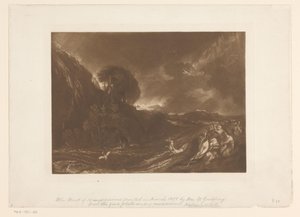 Stormigt landskap med översvämning och drunknande människor Syndfloden Landskapsstudier (serietitel) Liber Studiorum (serietitel) av Joseph Mallord William Turner