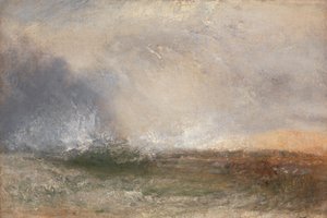 Stormigt hav som bryter på en strand av Joseph Mallord William Turner
