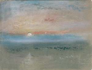 Solnedgång, ca 1830 (wc och gouache på grått papper)