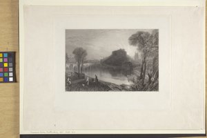 Tamworth Castle, Staffordshire (etsning och gravering på Indien papper, Chine Collé) av Joseph Mallord William Turner
