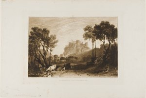 Slottet ovanför ängarna, skylt 8 från Liber Studiorum av Joseph Mallord William Turner