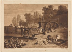 Bondgården med tuppen av Joseph Mallord William Turner