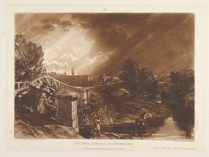 Water Cress Gatherers, Rails Head Ferry Bridge, Twickenham Liber Studiorum, pa..., 1 januari 1819. av Joseph Mallord William Turner