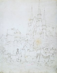 West Window, Worcester Cathedral (penna på vitt papper) av Joseph Mallord William Turner