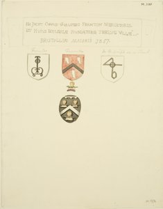 Vapensköldar på Framptons grav [Frampton] 1357 (penna och akvarell på papper) av Joseph Manning