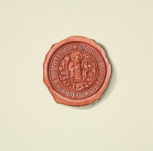 Sigill föreställande St John the Baptist (kanske Merchant Taylors), c.1825 (penna och akvarell på papper)