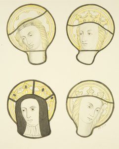 Målat glas i östfönstret, norra korsarmen av St Mary Redcliffe (akvarell på papper) av Joseph Manning