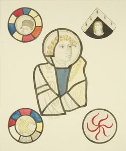 Målat glas i norra fönstret i koret av St Mary Redcliffe (akvarell på papper) av Joseph Manning