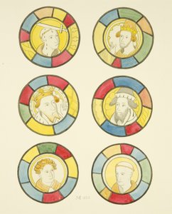 Målat glas i norra fönstret i långhuset i St Mary Redcliffe (akvarell på papper) av Joseph Manning